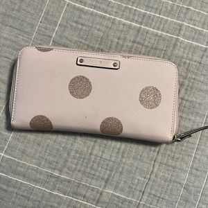 Kate Spade zipper wallet! Barely used. Pink and glitter dots.
